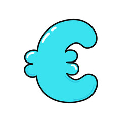 Cute funny Euro. Vector hand drawn cartoon kawaii character illustration icon. Isolated on white background. Euro character concept
