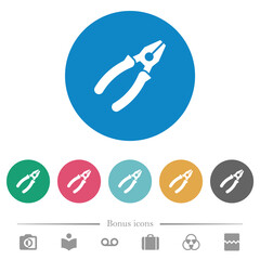 Naklejka premium Combined pliers flat round icons