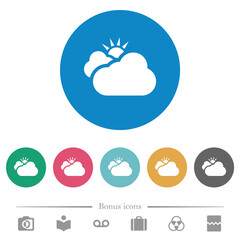 Strongly cloudy weather flat round icons