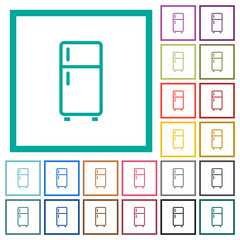 Refrigerator outline flat color icons with quadrant frames