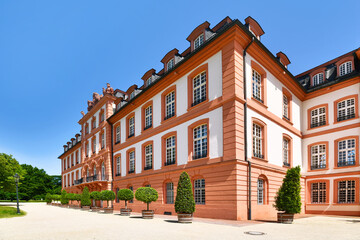 Corner of baroque palace called 'Schloss Biebrich', a ducal residence built in 1702 in Wiesbaden in...