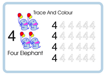 count trace and colour fo teach kid 