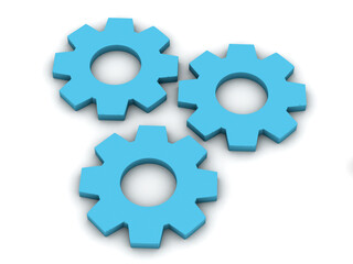 3D rendering Gear Isolated, blue gears