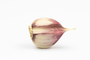 Garlic slice isolated on a white background.