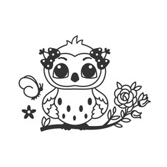 Cute owl on the tree