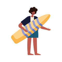 man with summer surfboard