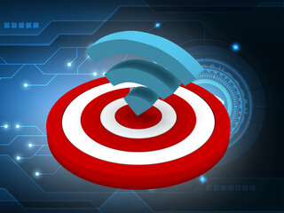 3d illustration WiFi symbol on target