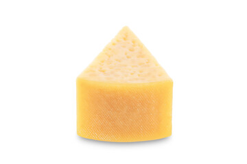 Parmesan cheese slice on a white isolated background