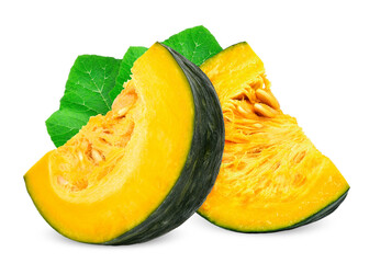 Slice pumpkin isolated on white with clipping path