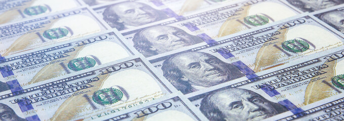 A lot of Money background. Dollars currency notes. Inflation rate. Economic crisis. Сurrency devaluation. Successful business. Close up, soft focus.