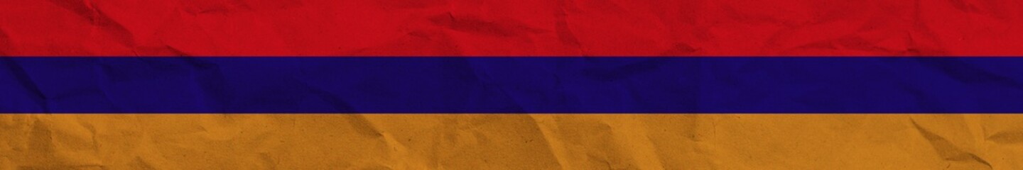Armenia Long Horizontal Banner Flag Paper Texture Effect Illustration