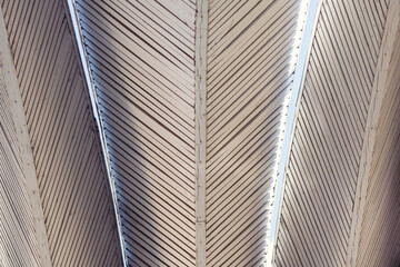 Abstract architecture. Close up of a modern structure made of wood.