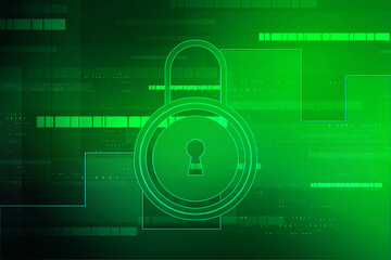 2d illustration Safety concept: Closed Padlock on digital background