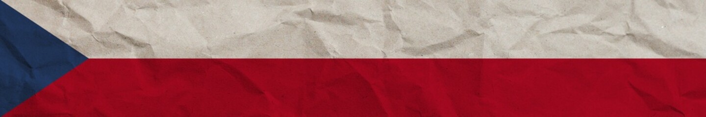 Czech Republic Long Horizontal Banner Flag Paper Texture Effect Illustration