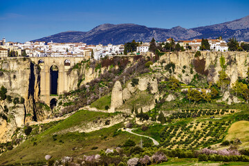 Fototapeta na wymiar Ronda town with old bridge, Andalusia, Spain.