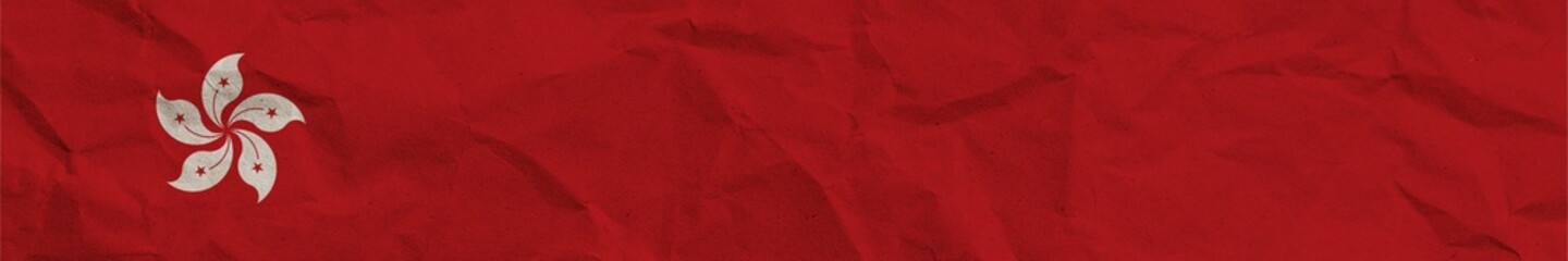 Fototapeta premium Hong Kong Long Horizontal Banner Flag Paper Texture Effect Illustration