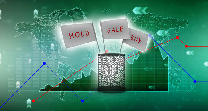 
3d illustration Sales flage in bin
