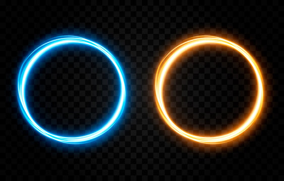 Vector glowing portal, light lines. Neon light, electric light, portal, light effect PNG. Blue, orange portal png, magic glow, shine.