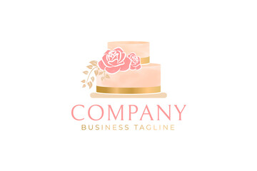 Pastel and Gold Cake Logo Design