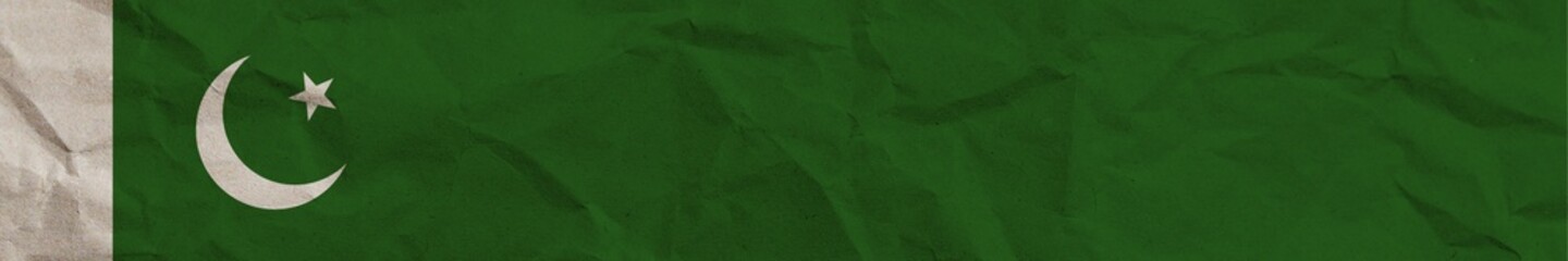 Pakistan Long Horizontal Banner Flag Paper Texture Effect Illustration