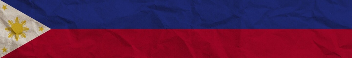 Philippines Long Horizontal Banner Flag Paper Texture Effect Illustration