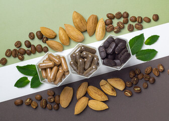 Various capsules with dietary supplements or vitamines