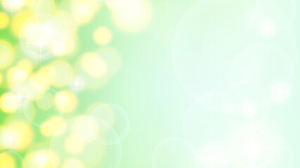 ボケた光のイラスト_玉ボケの抽象的な背景_緑_16:9