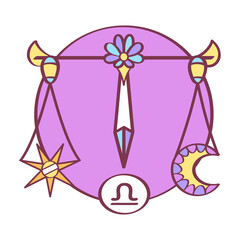 Isolated libra icon colored zodiac sign Vector
