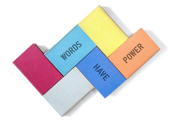 books and slogan Words have power, education,reading,learning,back to school concept,isolated on...