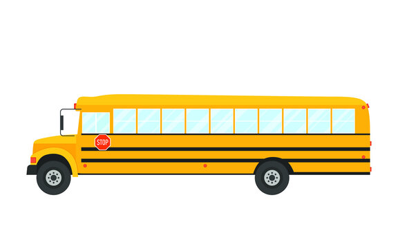 Icon of school bus side views isolated on the white. Vector illustration
