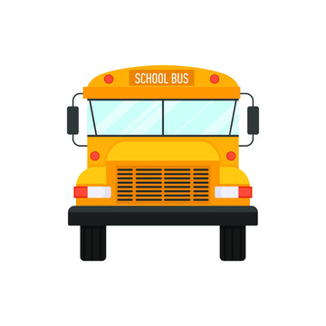 Vector illustration of school bus frontal view isolated on the white background