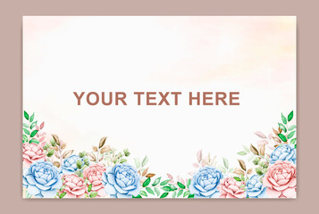 Summer banner with flower watercolor leaf