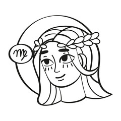 Isolated virgo icon outline zodiac sign Vector