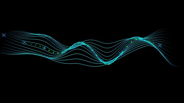 Abstract digital connection moving dots and lines. Technology background. Network connection structure.Seamless loop
