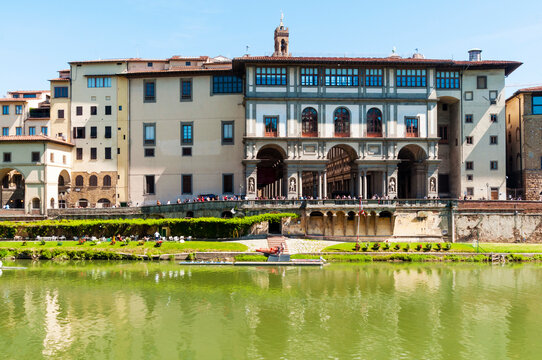 Uffizi Palace and Arno River, Florence, UNESCO World Heritage Site, Tuscany, Italy