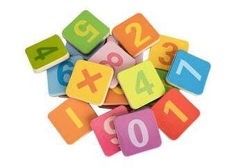 Math number colorful on white background, education study mathematics learning teach concept.