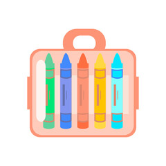 Set of wax crayons  Flat vector illustration on white background