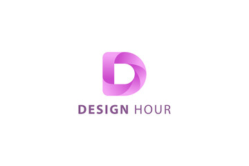 Letter D creative 3d pink color aesthetic corporate logo