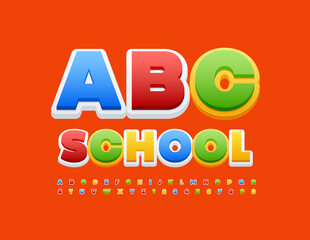 Vector Childish Alphabet. Colorful funny Font. Bright set of Letters and Numbers for Kids
