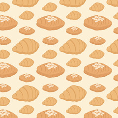 Vector seamless pattern with french croissants