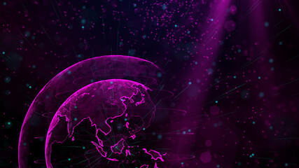 Obraz na płótnie Canvas Digital purple planet of Earth, 3D animation