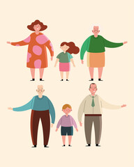 four grandparents and children