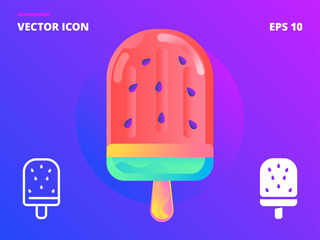 Ice cream in watermelon style with icons