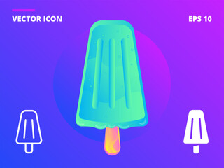 Ice cream minty cone on a stick vector