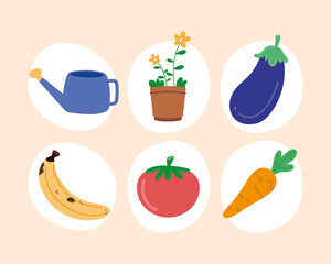 six green lifestyle icons