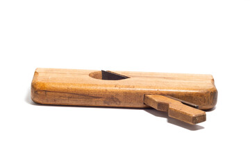 Old wooden jointer isolated on a white background
