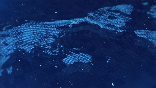 4K Broadcast World News loop Background World Map Connecting. Politics, Social, History News Animation. Modern Business Global communication Digital technology. internet of things.