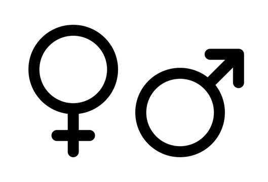 Male female icon vector. Man and women symbol isolated in line style. Editable Stroke. Vector