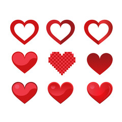 Heart Vector in different style and shape pack set. Valentine day for love - Vector Symbol 3