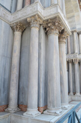 
historical columns in white marble